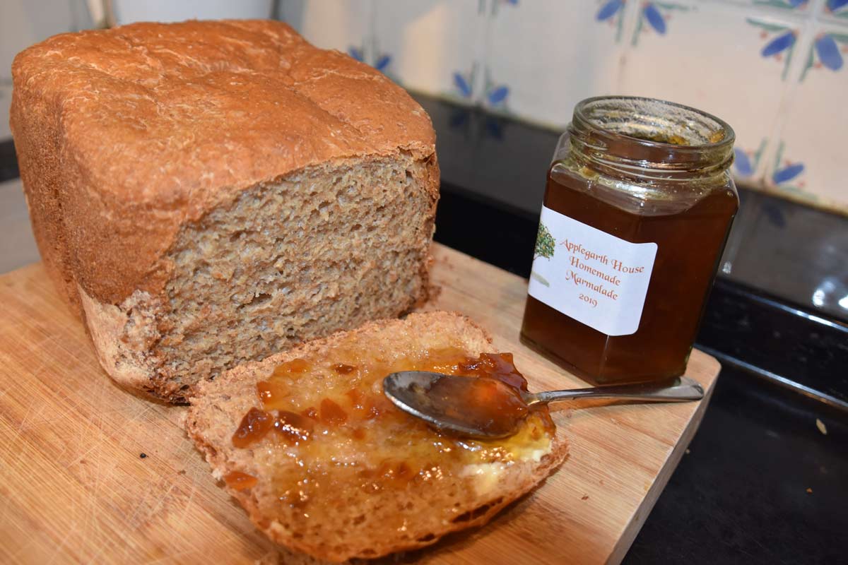 Homemade bread and marmalade